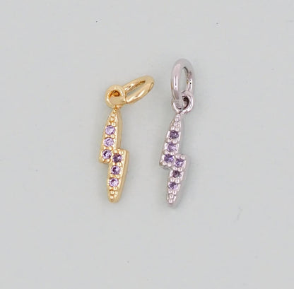 Gold Lightning Charms,18K Gold Filled Tiny Lightning Pendant,Silver Lightning Charm Bracelet Necklace for DIY Jewelry Making 