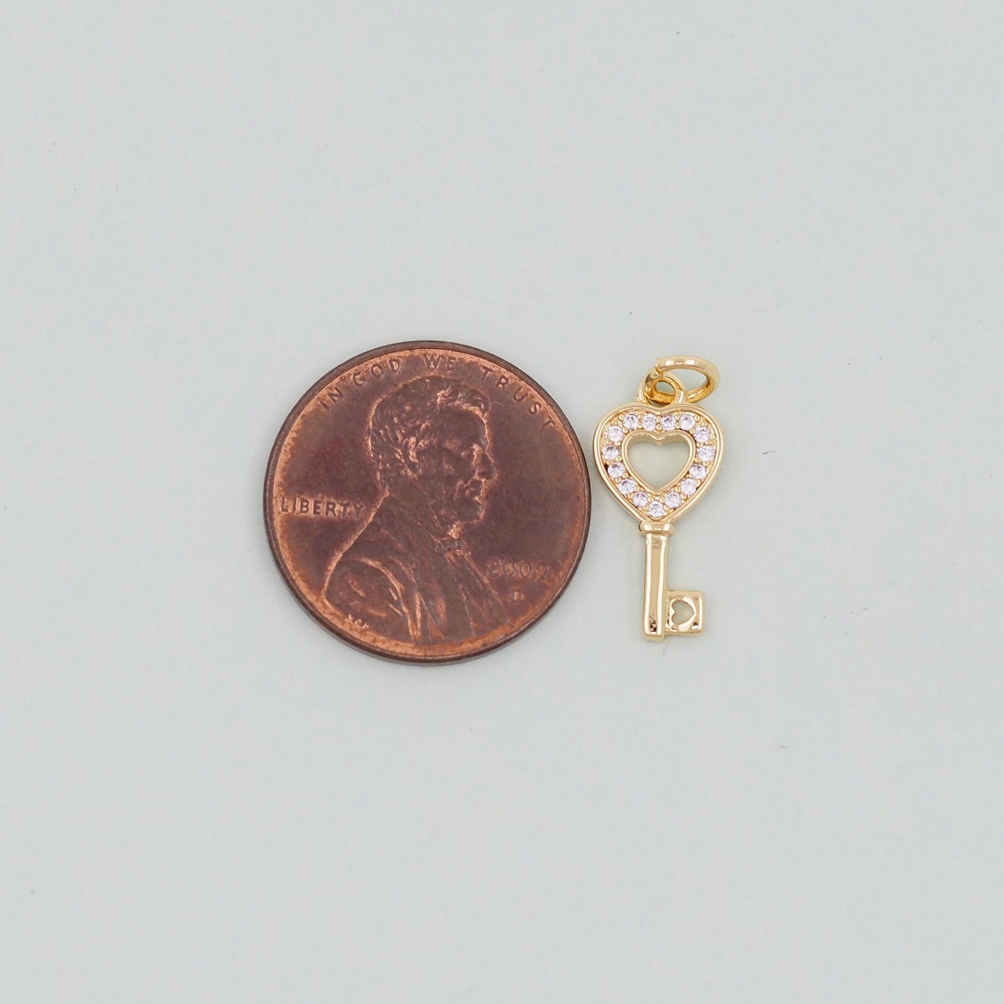 Gold Heart Key Charms,18K Gold Filled Key Pendant,Key Charm Bracelet Necklace for DIY Jewelry Making Supply