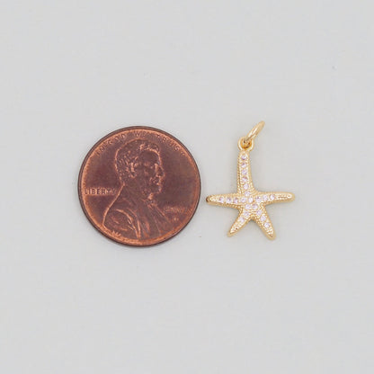 Gold Starfish Charms,18K Gold Filled Sea star Pendant,Starfish Charm Bracelet Necklace for DIY Jewelry Making Supply