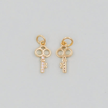 Gold Key Charms,18K Gold Filled Key Pendant,Key Charm Bracelet Necklace for DIY Jewelry Making Supply
