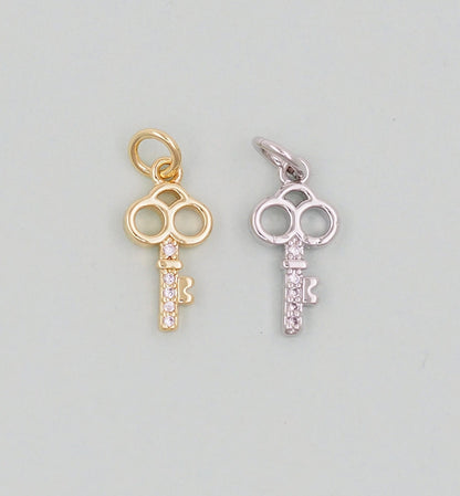 Gold Key Charms,18K Gold Filled Key Pendant,Key Charm Bracelet Necklace for DIY Jewelry Making Supply