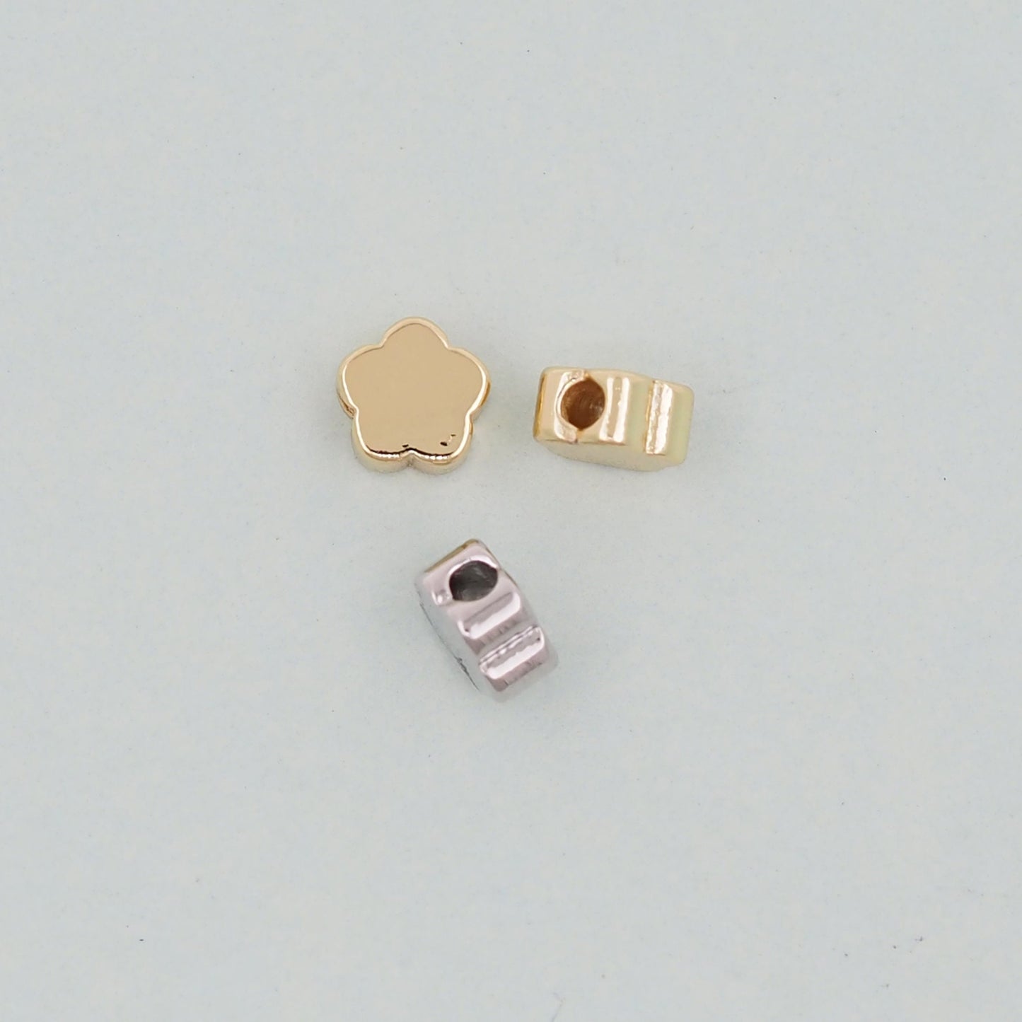 Gold flower Spacer Beads Charms,18K Gold Filled flower Bracelet Necklace for DIY Jewelry Making Supply hole 2mm