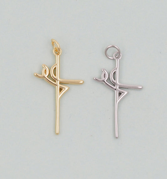 Gold geometry Charms,18K Gold Filled CZ geometry Pendant,geometry cross Charm Bracelet Necklace for DIY Jewelry Making Supply