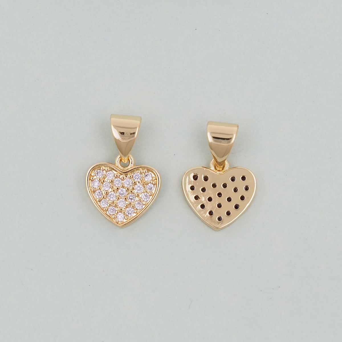 18K Gold Filled Heart CZ Charm Pendant for Jewelry Making