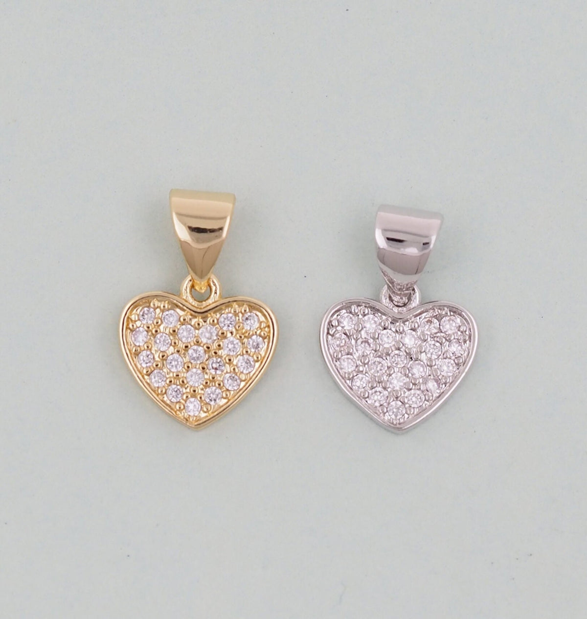 18K Gold Filled Heart CZ Charm Pendant for Jewelry Making