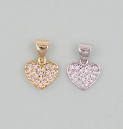 18K Gold Filled Heart CZ Charm Pendant for Jewelry Making