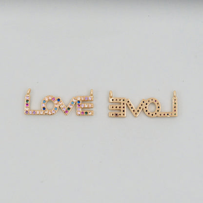 Gold Love Charms,18K Gold Filled Love Pendant,CZ Love Charm Bracelet Necklace for DIY Jewelry Making Supply