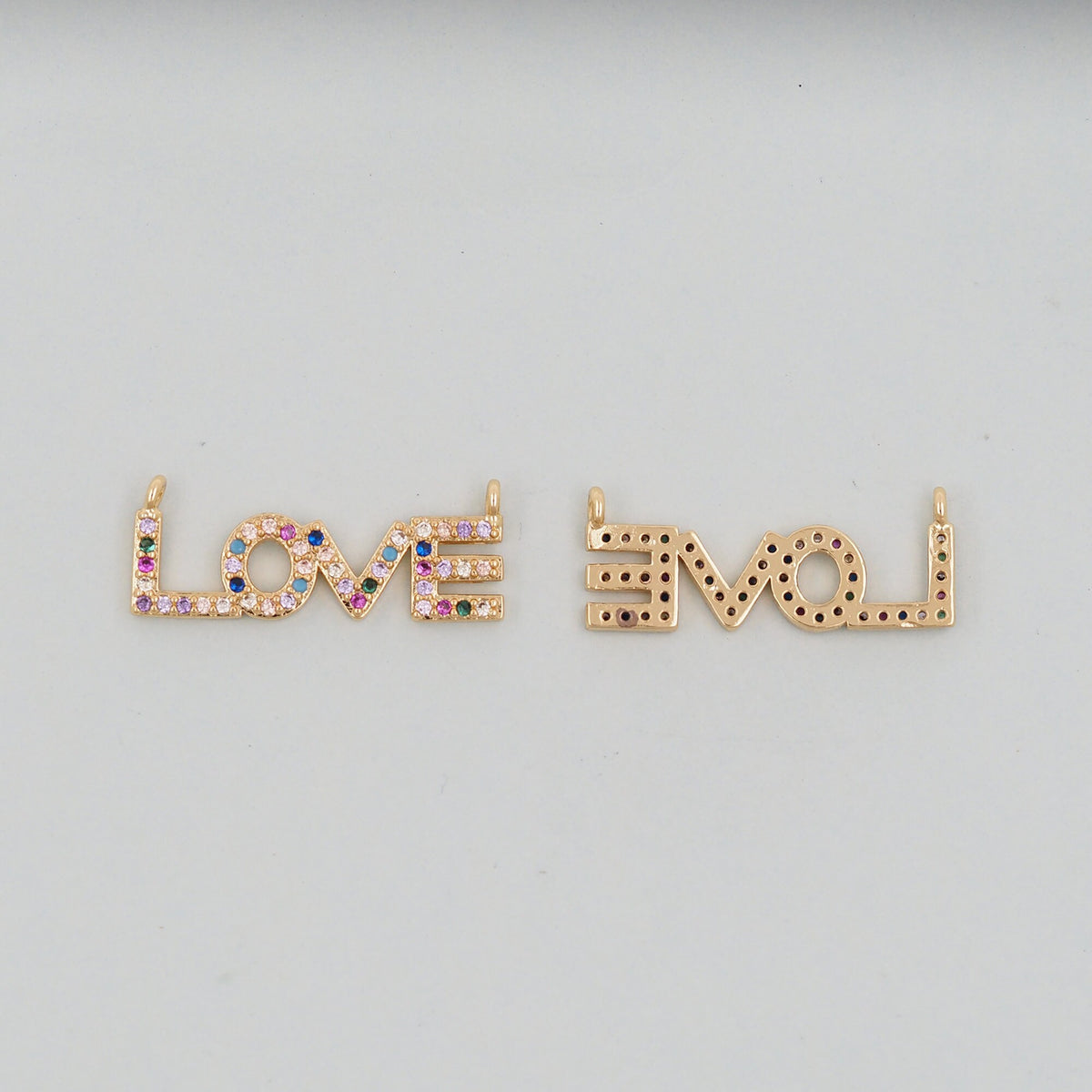 Gold Love Charms,18K Gold Filled Love Pendant,CZ Love Charm Bracelet Necklace for DIY Jewelry Making Supply
