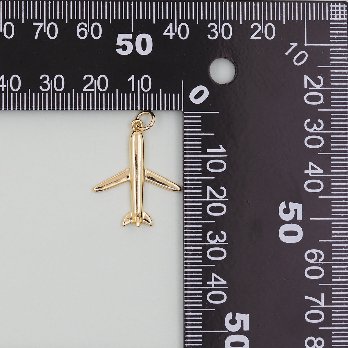 Gold airplane Charms,18K Gold Filled airplane Pendant,airplane Charm Bracelet Necklace for DIY Jewelry Making Supply