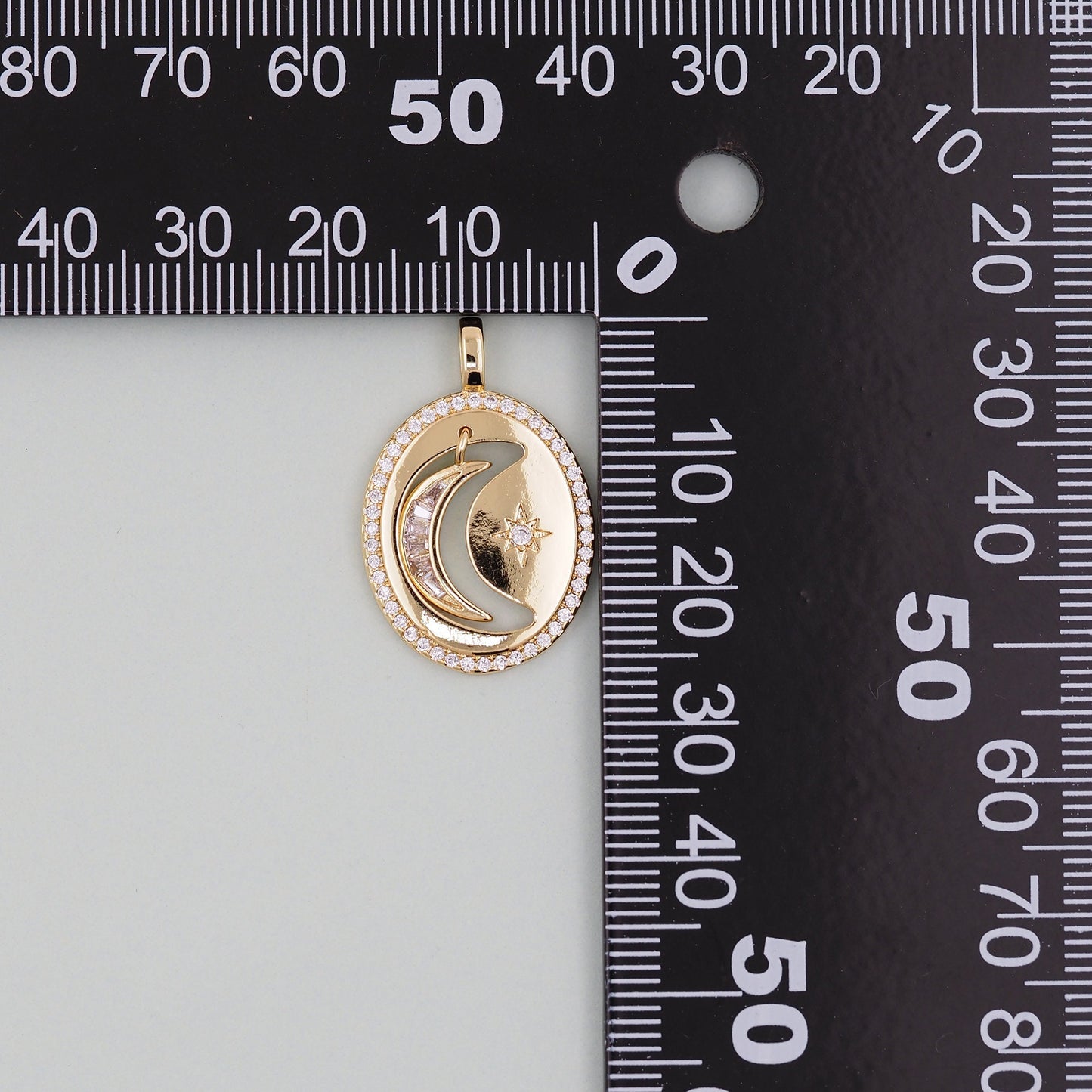 Gold Oval Moon Charms,18K Gold Filled Oval Pendant,Moon Charm Bracelet Necklace for DIY Jewelry Making Supply