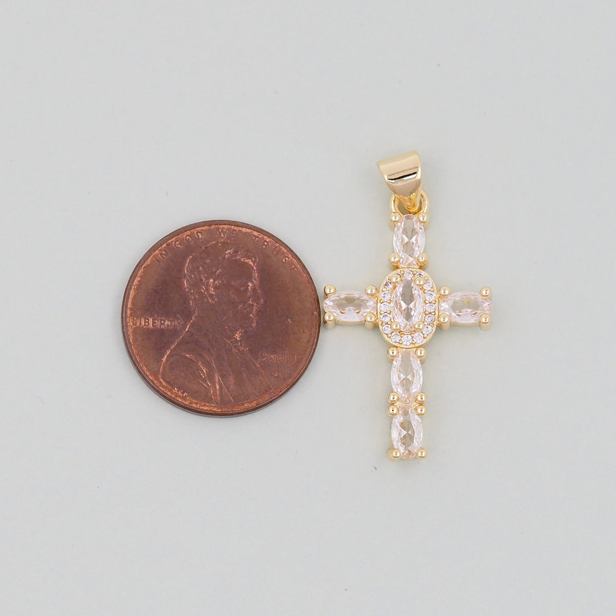 Gold Cross Charms,18K Gold Filled CZ Cross Pendant,Silver Religious Charm Bracelet Necklace for DIY Jewelry Making Supply