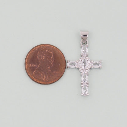 Gold Cross Charms,18K Gold Filled CZ Cross Pendant,Silver Religious Charm Bracelet Necklace for DIY Jewelry Making Supply