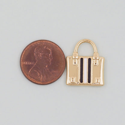 Gold handbag Charms,18K Gold Filled handbag Pendant,cute enamel Charm Bracelet Necklace for DIY Jewelry Making Supply