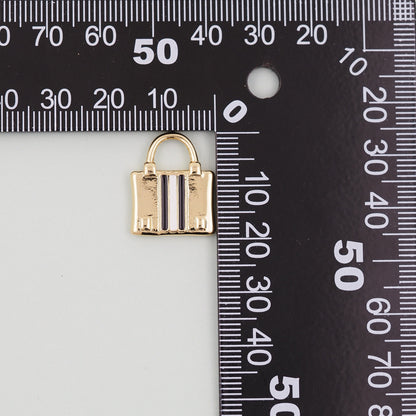 Gold handbag Charms,18K Gold Filled handbag Pendant,cute enamel Charm Bracelet Necklace for DIY Jewelry Making Supply