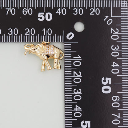 Gold Elephant Charms,18K Gold Filled CZ Elephant Pendant,Elephant Charm Bracelet Necklace for DIY Jewelry Making Supply