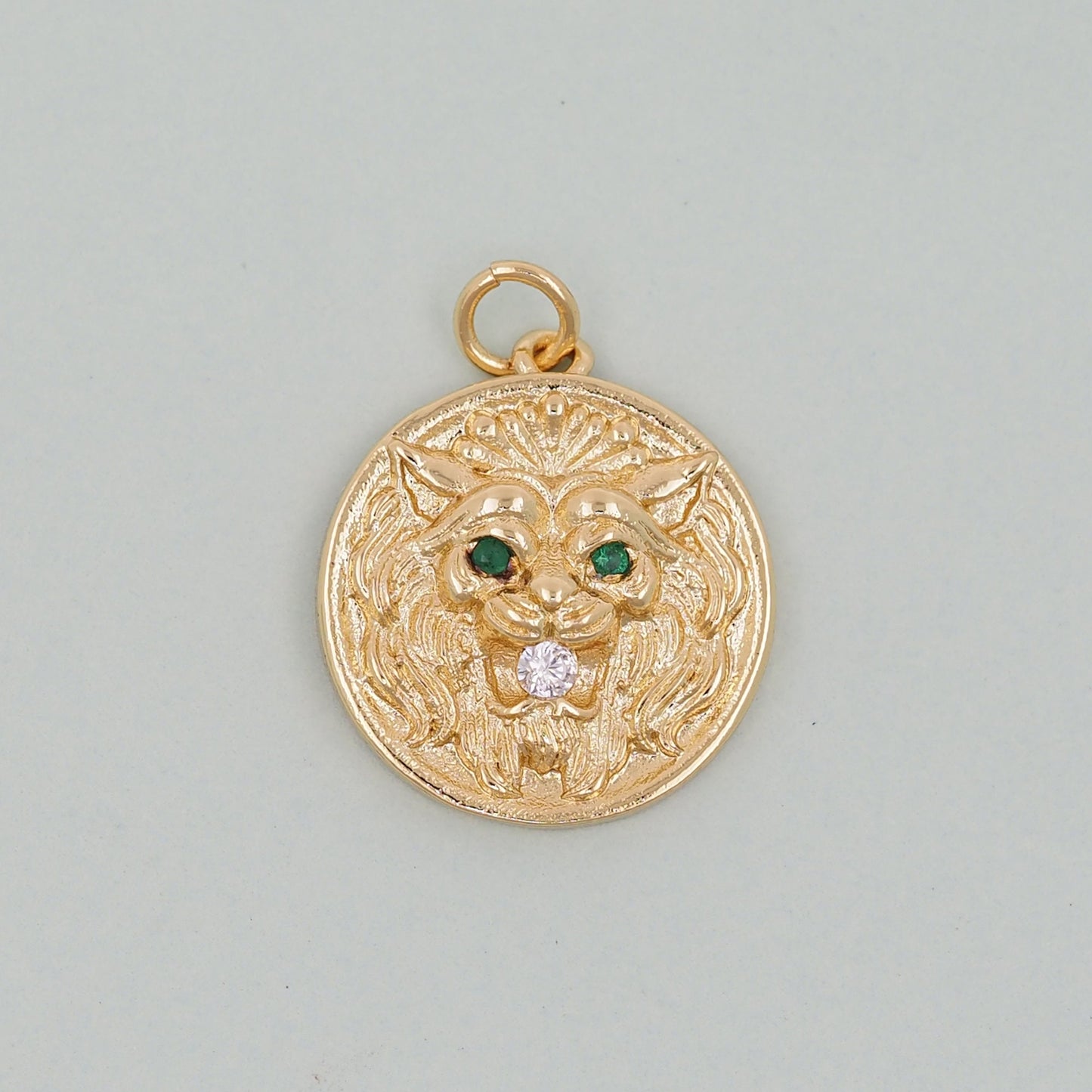 Gold lion head Charms,18K Gold Filled Round Coin Pendant,geometry Charm Bracelet Necklace for DIY Jewelry Making Supply