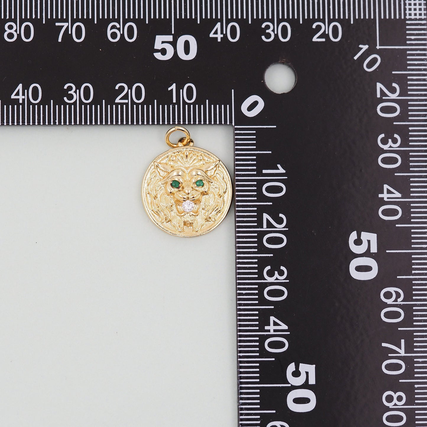 Gold lion head Charms,18K Gold Filled Round Coin Pendant,geometry Charm Bracelet Necklace for DIY Jewelry Making Supply