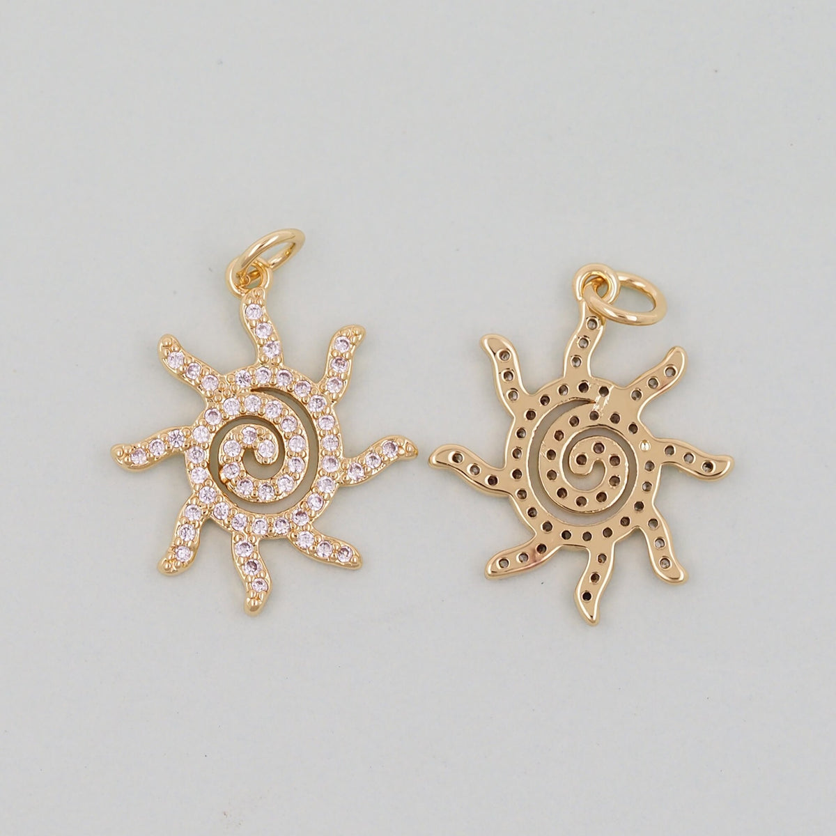 18K Gold Filled Sun Charm Pendant for Jewelry Making