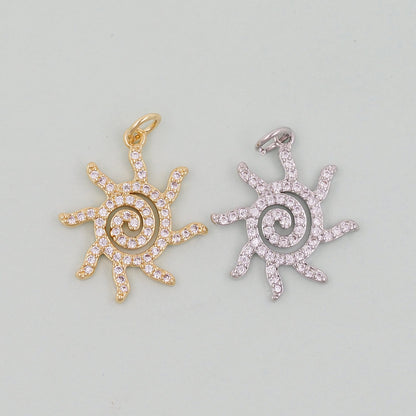 18K Gold Filled Sun Charm Pendant for Jewelry Making