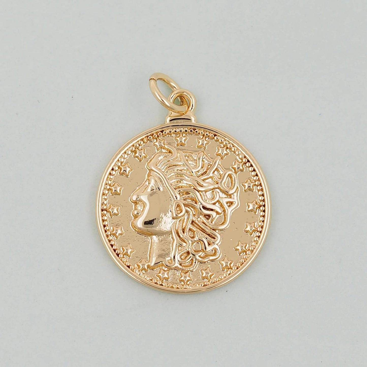 Gold Geometry Charms,18K Gold Filled Round Coin Pendant,geometry Charm Bracelet Necklace for DIY Jewelry Making Supply