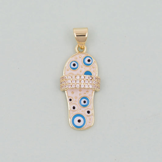 Gold Sandal Charms,18K Gold Filled Sandal Pendant,slippers Charm Bracelet Necklace for DIY Jewelry Making Supply