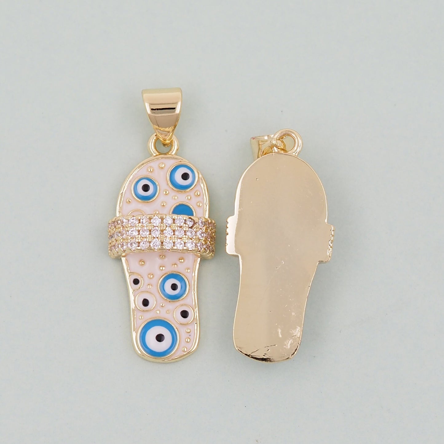 Gold Sandal Charms,18K Gold Filled Sandal Pendant,slippers Charm Bracelet Necklace for DIY Jewelry Making Supply