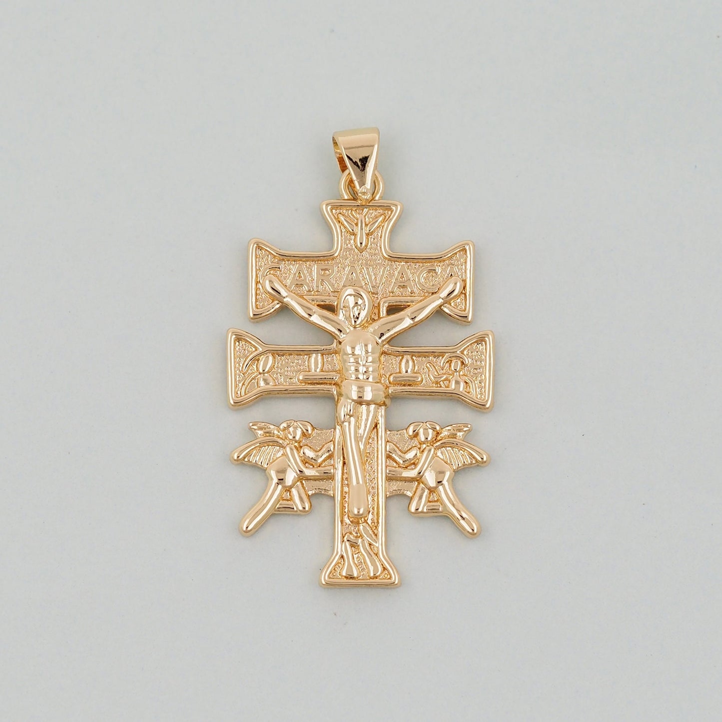Gold Cross Charms,18K Gold Filled CZ Cross Pendant,Angel Religious Charm Bracelet Necklace for DIY Jewelry Making Supply