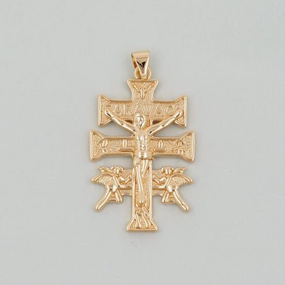 Gold Cross Charms,18K Gold Filled CZ Cross Pendant,Angel Religious Charm Bracelet Necklace for DIY Jewelry Making Supply