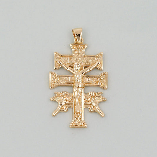Gold Cross Charms,18K Gold Filled CZ Cross Pendant,Angel Religious Charm Bracelet Necklace for DIY Jewelry Making Supply