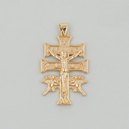 Gold Cross Charms,18K Gold Filled CZ Cross Pendant,Angel Religious Charm Bracelet Necklace for DIY Jewelry Making Supply