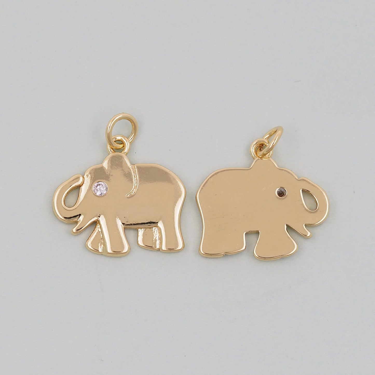 Gold Elephant Charms,18K Gold Filled CZ Elephant Pendant,Elephant Charm Bracelet Necklace for DIY Jewelry Making Supply