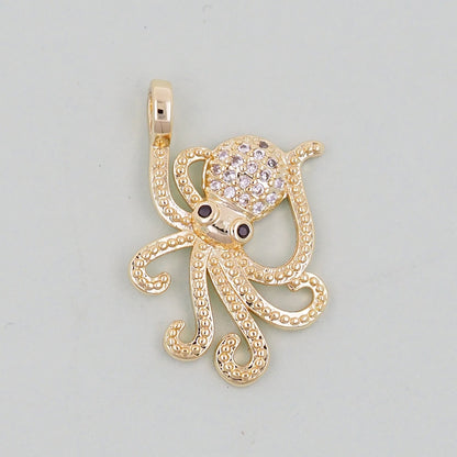 Gold octopus Charms,18K Gold Filled octopus Pendant,octopus Charm Bracelet Necklace for DIY Jewelry Making Supply