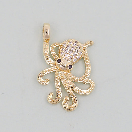 Gold octopus Charms,18K Gold Filled octopus Pendant,octopus Charm Bracelet Necklace for DIY Jewelry Making Supply