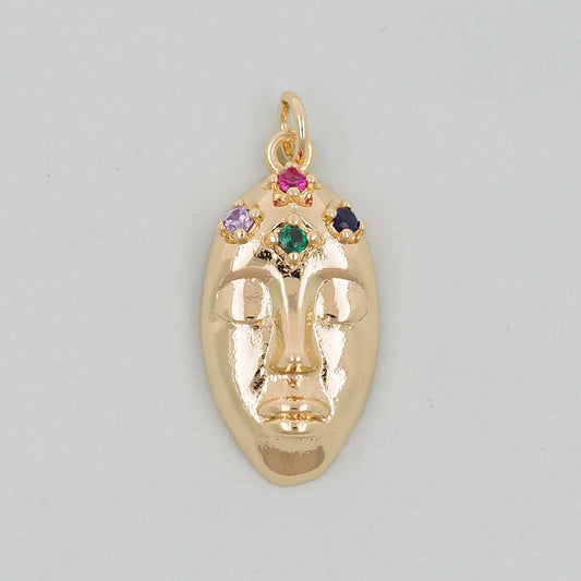 Gold mask Charms,18K Gold Filled Mask Pendant,Mask  Charm Bracelet Necklace for DIY Jewelry Making Supply