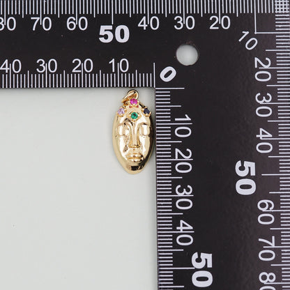 Gold mask Charms,18K Gold Filled Mask Pendant,Mask  Charm Bracelet Necklace for DIY Jewelry Making Supply