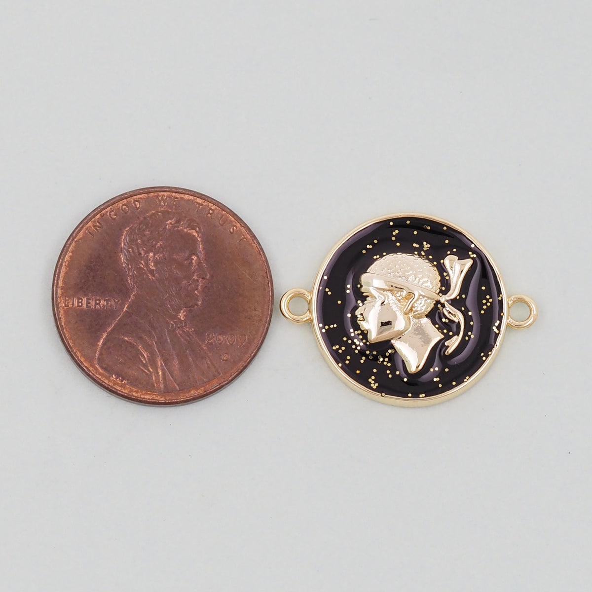 Gold Geometry Enamel connector Charms,18K Gold Filled Round Coin Pendant,geometry Charm Bracelet Necklace for DIY Jewelry Mak