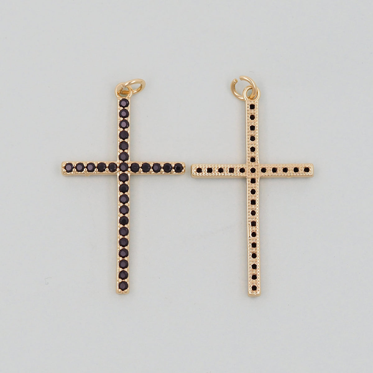 Gold Cross Charms,18K Gold Filled CZ Cross Pendant,Religious Charm Bracelet Necklace for DIY Jewelry Making Supply
