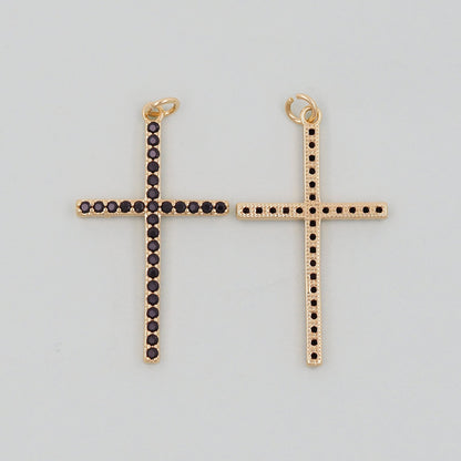 Gold Cross Charms,18K Gold Filled CZ Cross Pendant,Religious Charm Bracelet Necklace for DIY Jewelry Making Supply
