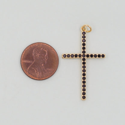 Gold Cross Charms,18K Gold Filled CZ Cross Pendant,Religious Charm Bracelet Necklace for DIY Jewelry Making Supply