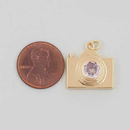 Gold camera Charms,18K Gold Filled camera Pendant,camera Charm Bracelet Necklace for DIY Jewelry Making Supply