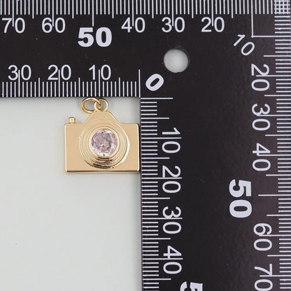 Gold camera Charms,18K Gold Filled camera Pendant,camera Charm Bracelet Necklace for DIY Jewelry Making Supply
