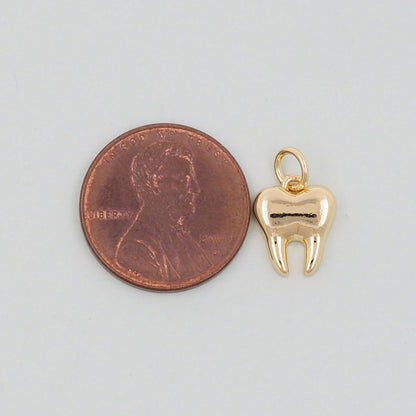 Gold Teeth Charms,18K Gold Filled Teeth Pendant,Teeth Charm Bracelet Necklace for DIY Jewelry Making Supply