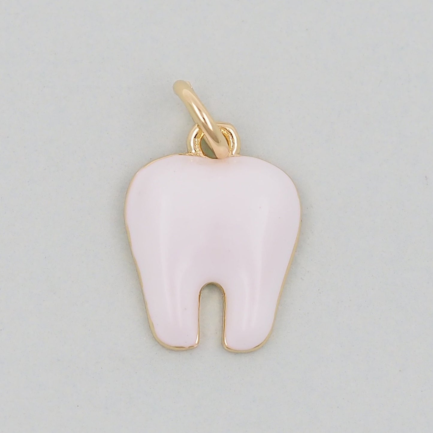 Gold Enamel Teeth Charms,18K Gold Filled Teeth Pendant,Teeth Charm Bracelet Necklace for DIY Jewelry Making Supply