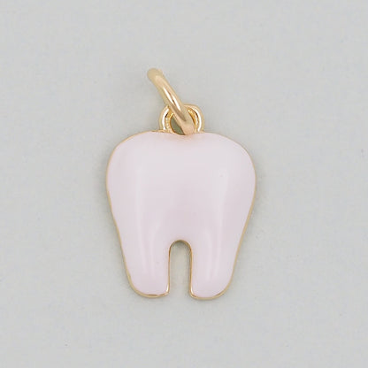 Gold Enamel Teeth Charms,18K Gold Filled Teeth Pendant,Teeth Charm Bracelet Necklace for DIY Jewelry Making Supply