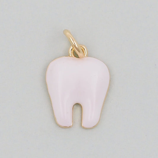 Gold Enamel Teeth Charms,18K Gold Filled Teeth Pendant,Teeth Charm Bracelet Necklace for DIY Jewelry Making Supply