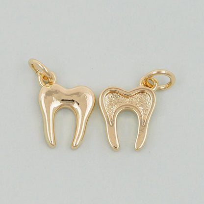Gold Teeth Charms,18K Gold Filled Teeth Pendant,Teeth Charm Bracelet Necklace for DIY Jewelry Making Supply