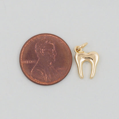 Gold Teeth Charms,18K Gold Filled Teeth Pendant,Teeth Charm Bracelet Necklace for DIY Jewelry Making Supply
