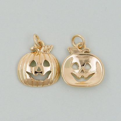 Gold Pumpkin Charms,18K Gold Filled halloween Pendant,Halloween Charm Bracelet Necklace for DIY Jewelry Making Supply