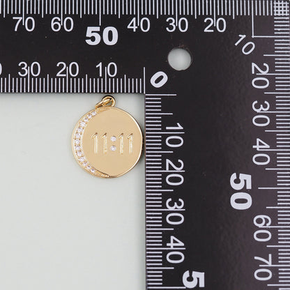Gold 11:11 Charms,18K Gold Filled angel numbers Pendant,angel numbers Charm Bracelet Necklace for DIY Jewelry Making Supply