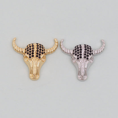 Gold Horns Charms,18K Gold Filled cow head Pendant,cow head Charm Bracelet Necklace for DIY Jewelry Making Supply